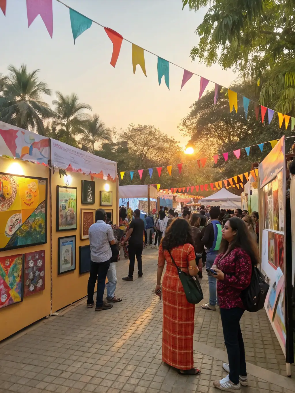 A vibrant image of local artists showcasing their work at a community art fair organized by ASSOCIATION TATINIASS.